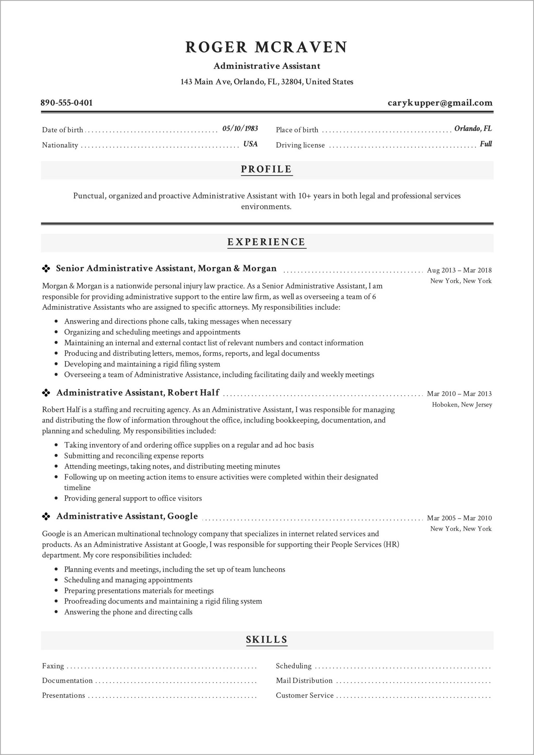 Career Objective For Resume For Administrative Assistant