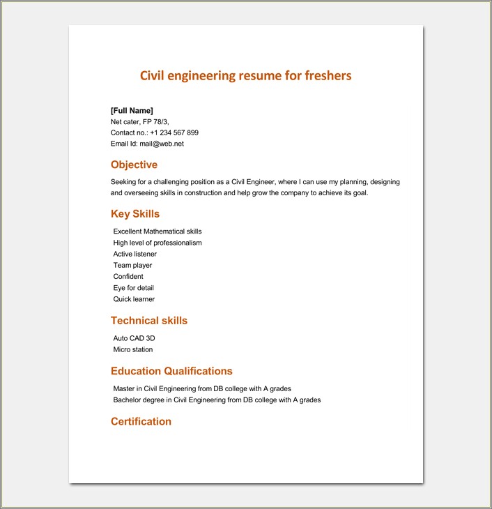 Career Objective For Resume For Engineers Freshers