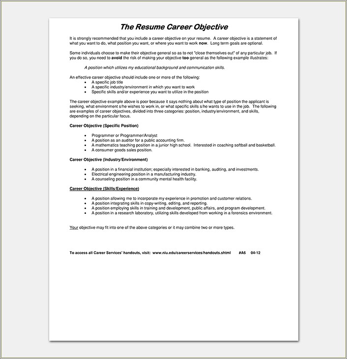 Career Objective For Resume For Fresher In Navy