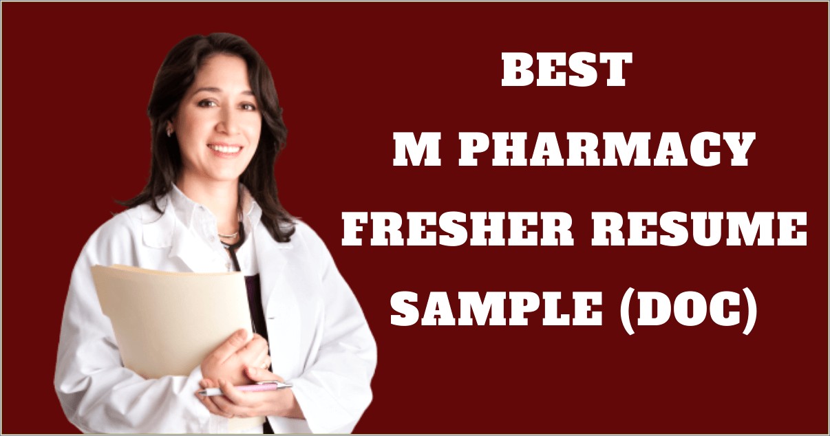 Career Objective For Resume For Fresher In Pharmacy