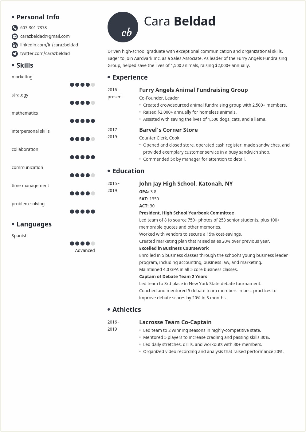 Career Objective For Resume For High School Graduate