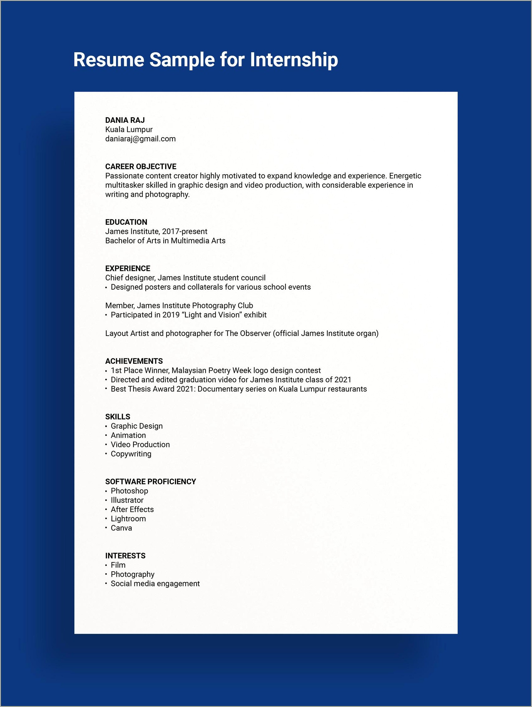 Career Objective For Resume For It Company