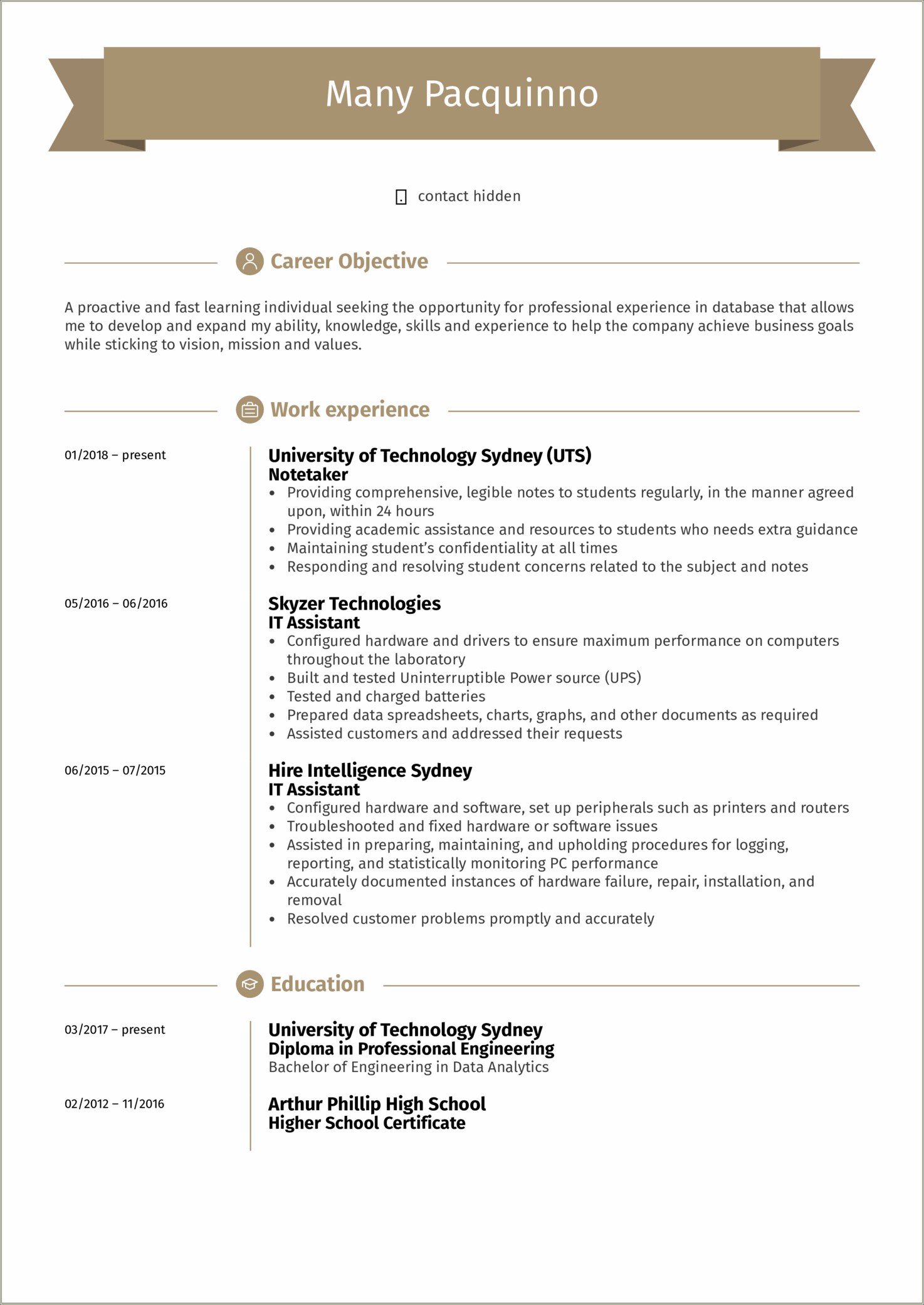 Career Objective For Resume For It Professional