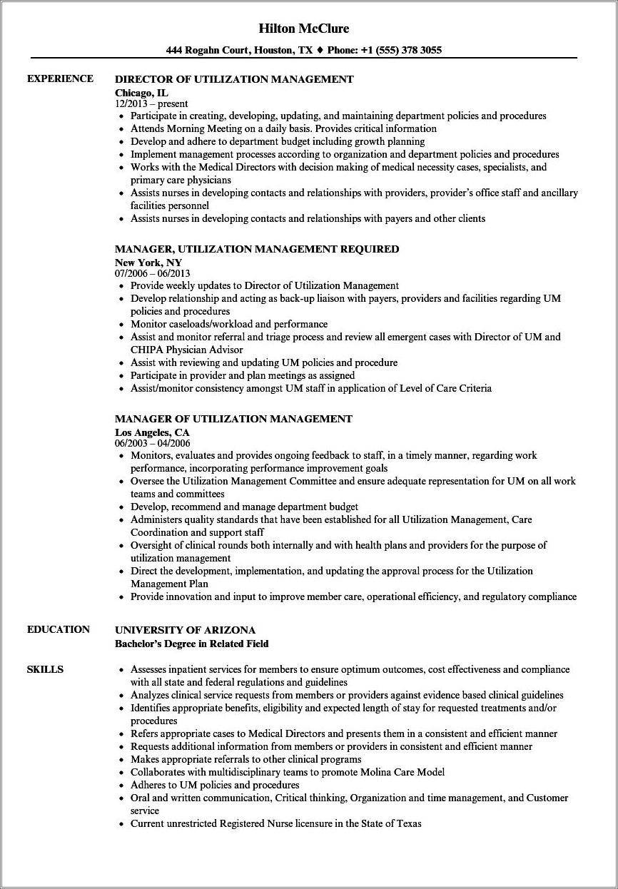 Career Objective For Rn Resume For Utilization Review