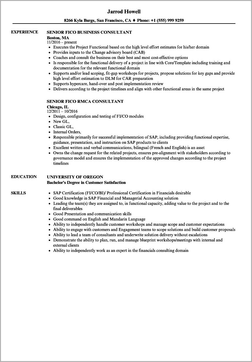 Career Objective For Sap Fico Resume