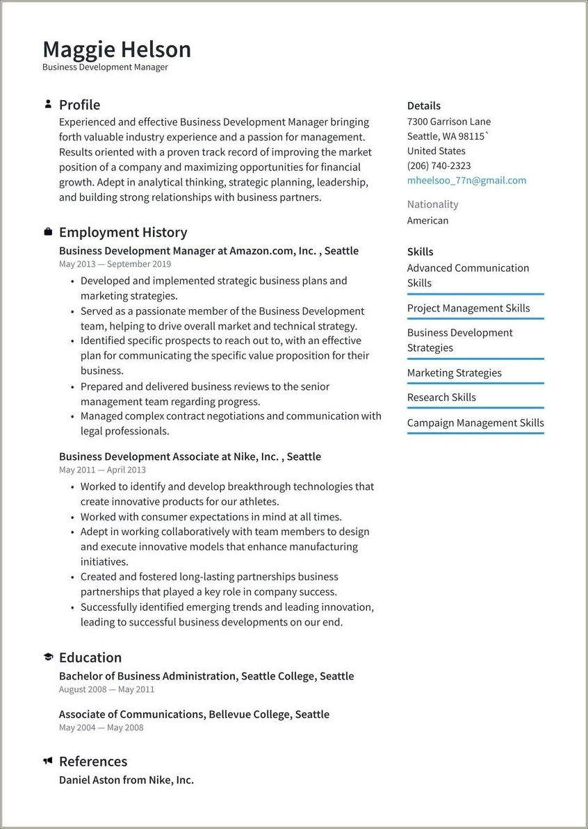 Career Objective In Resume For Business Development Associate