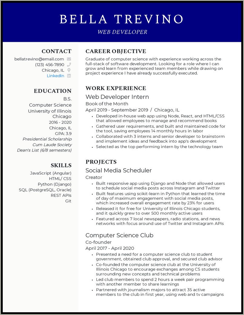 Career Objective In Resume For It Freshers