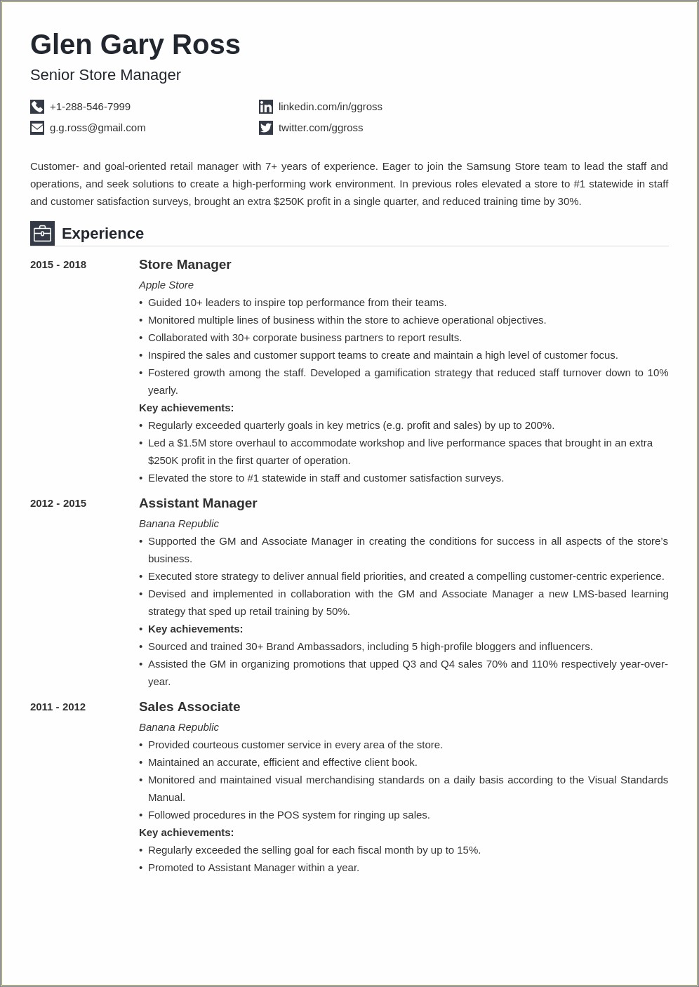 Career Objective On Resume For Retail