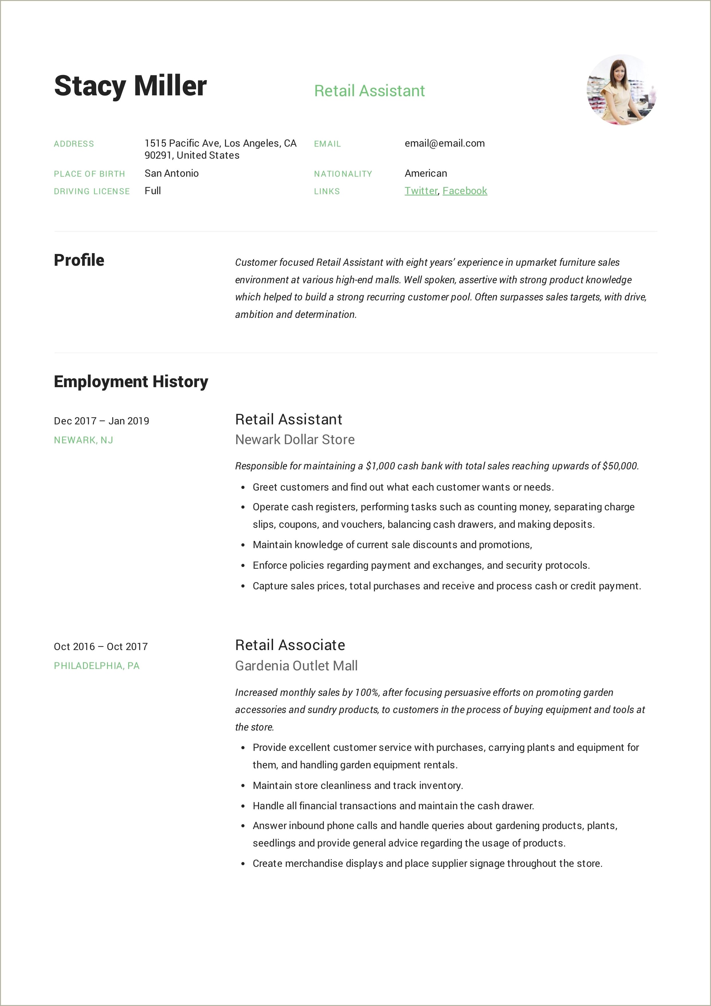 Career Summaries For Resumes With Retail Experience