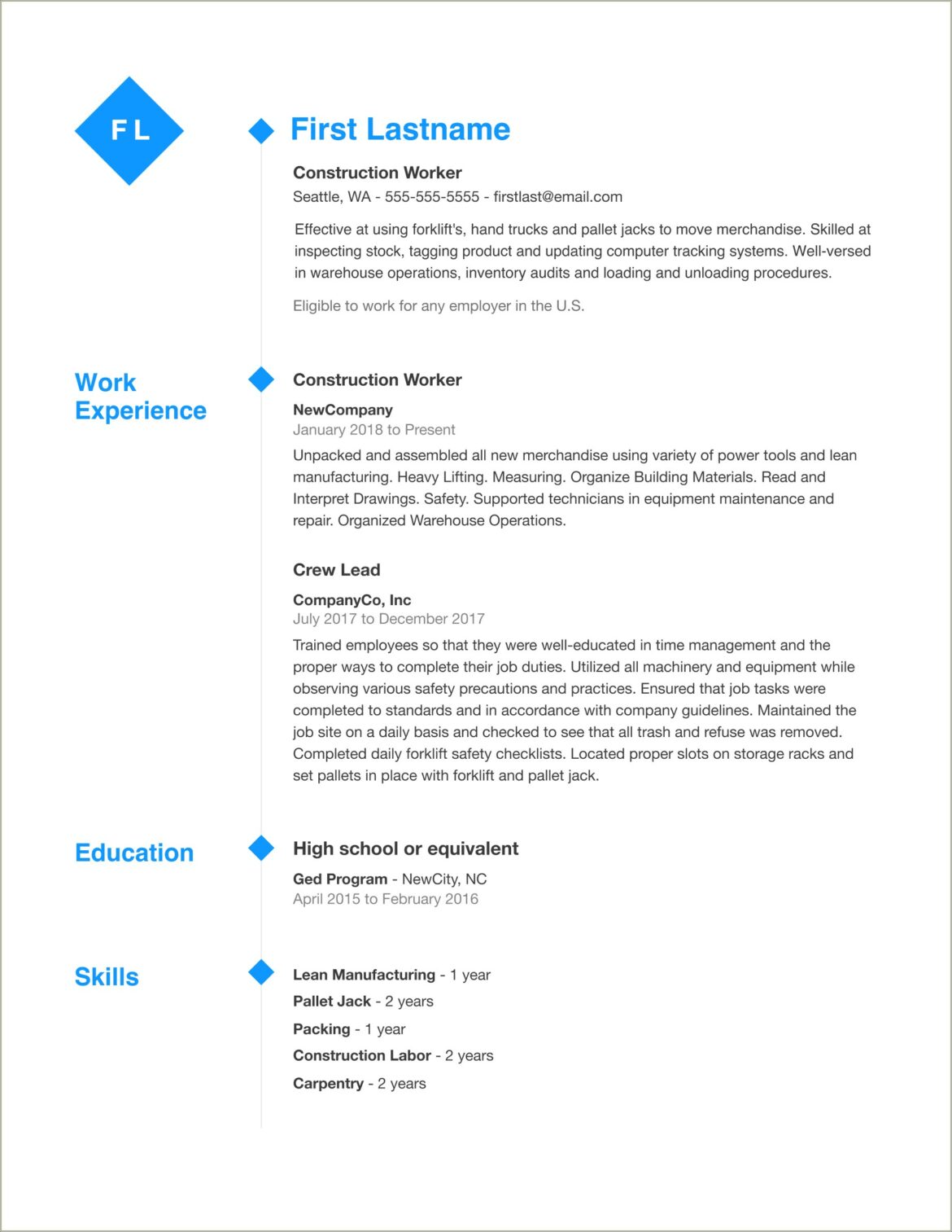 Carpentry Skills To Put On Resume