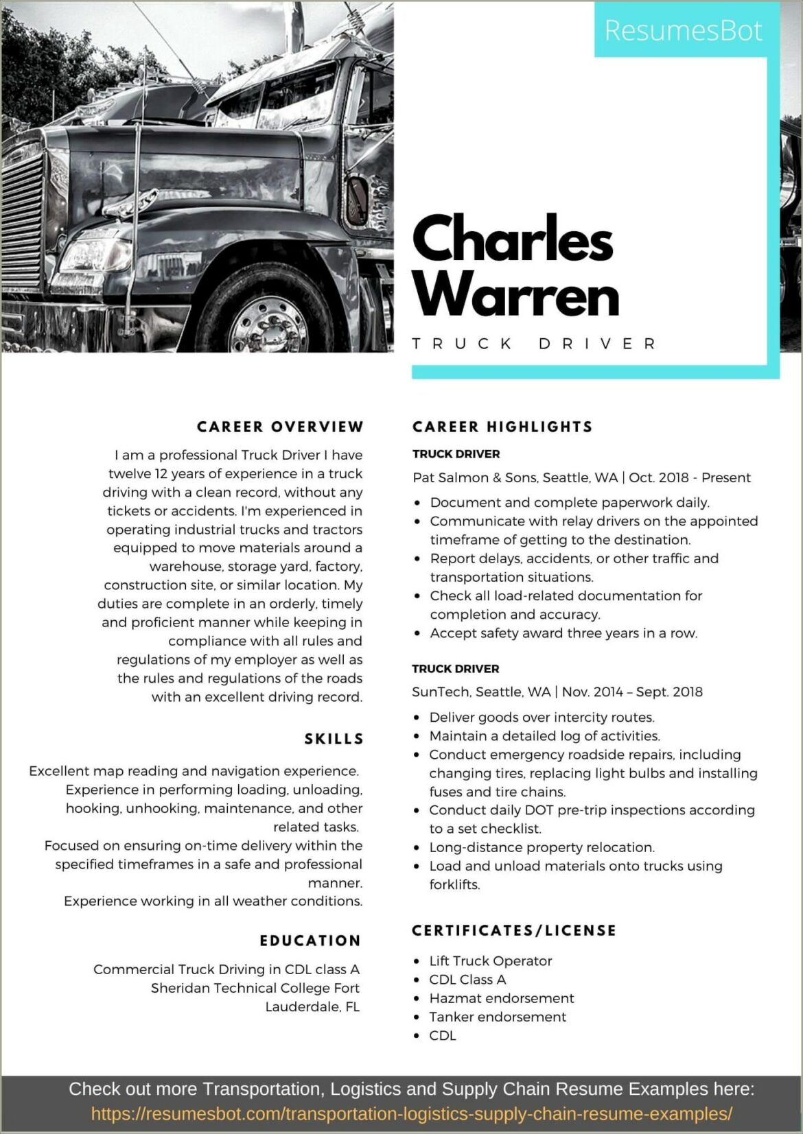 Carrier Objective For Driver For Resume