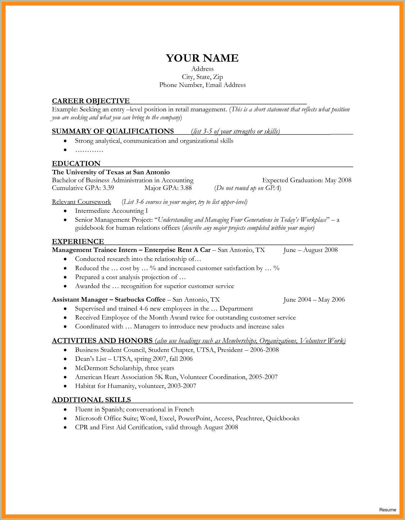 Cashier In A Store Resume Example