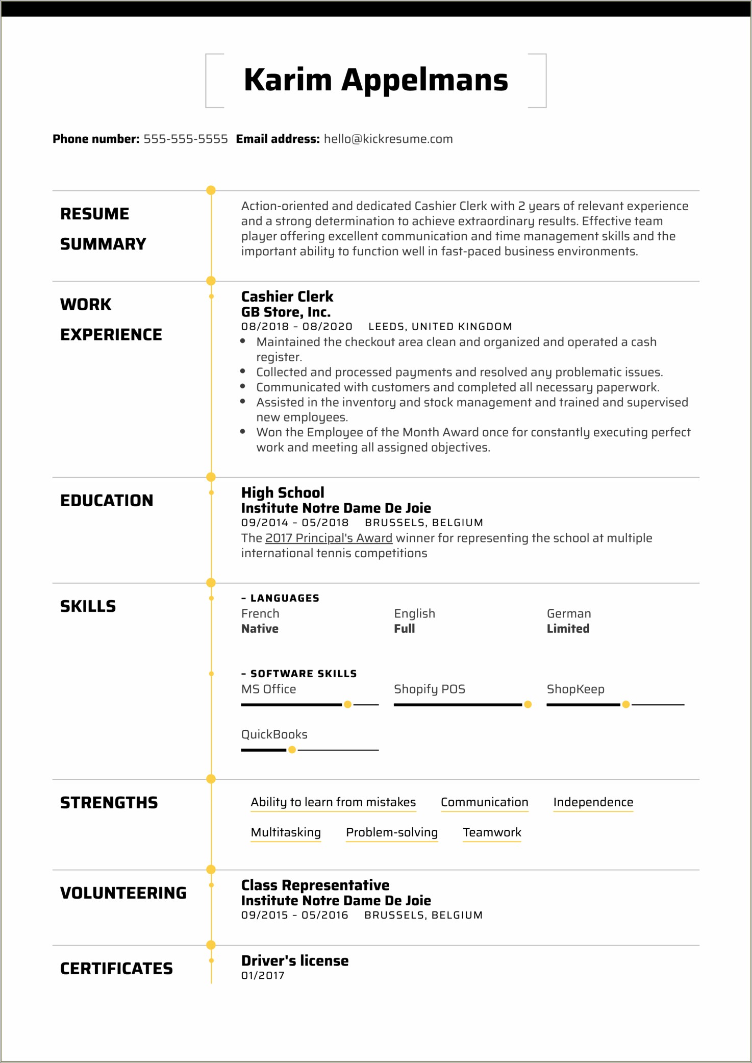 Cashier Lead Job Description For Resume