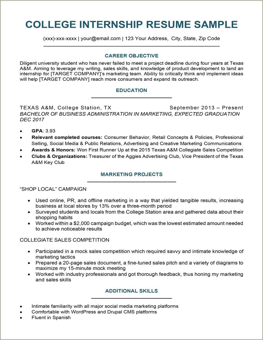Catchy College Student Resume Summary Tips