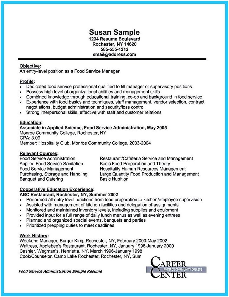 Catering Waiter Job Description For Resume