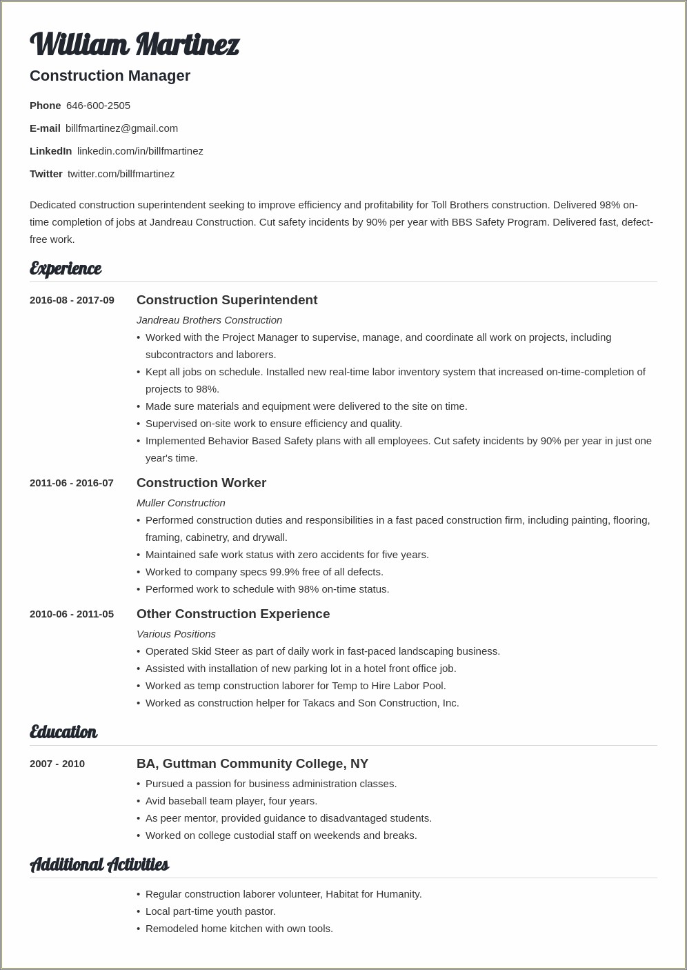 Cell Tower Technician Resume Example Pdf