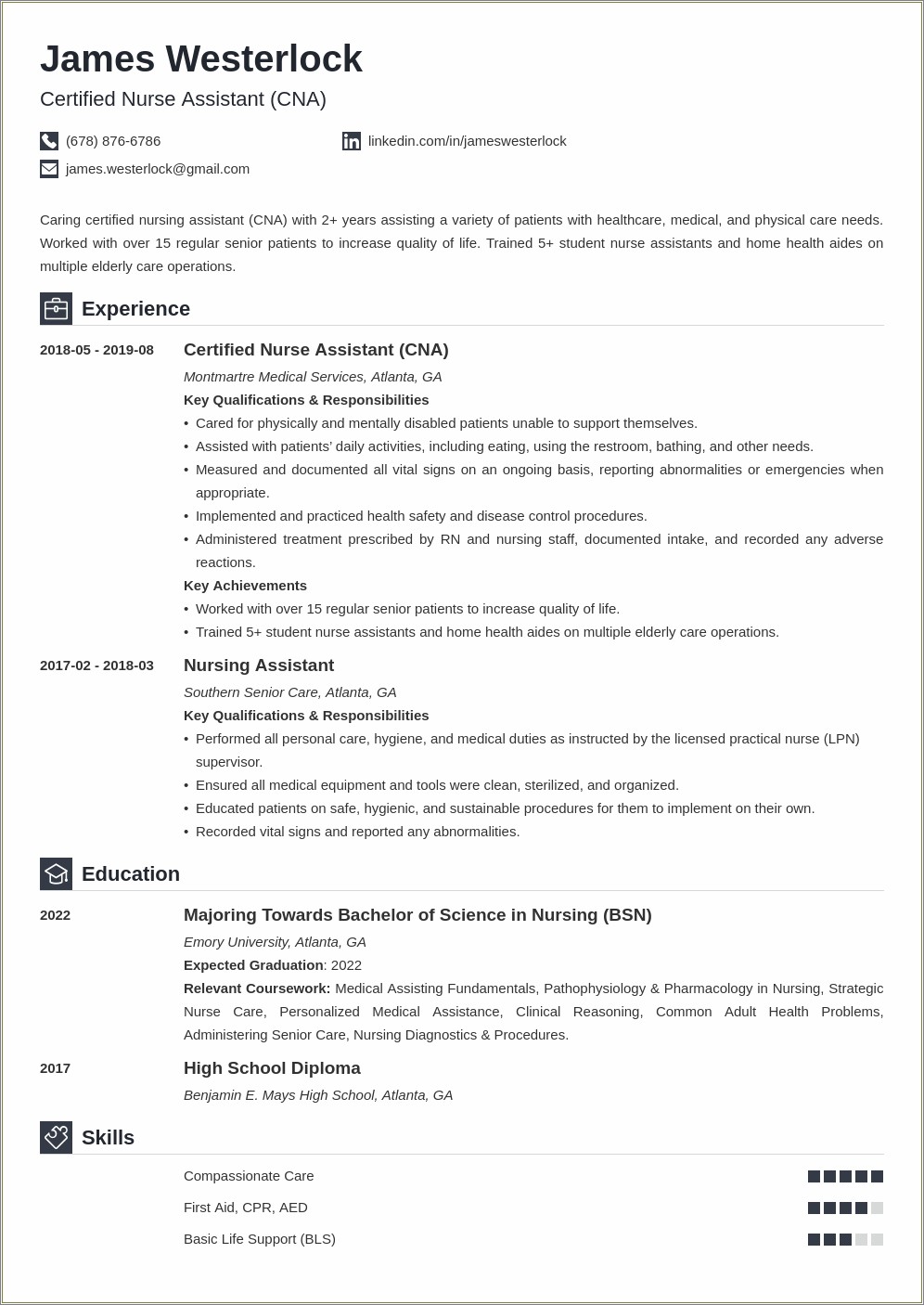 Certified Nursing Assistant Cover Letter Resume