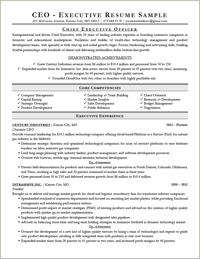 Chamber Of Commerce Executive Director Resume Sample