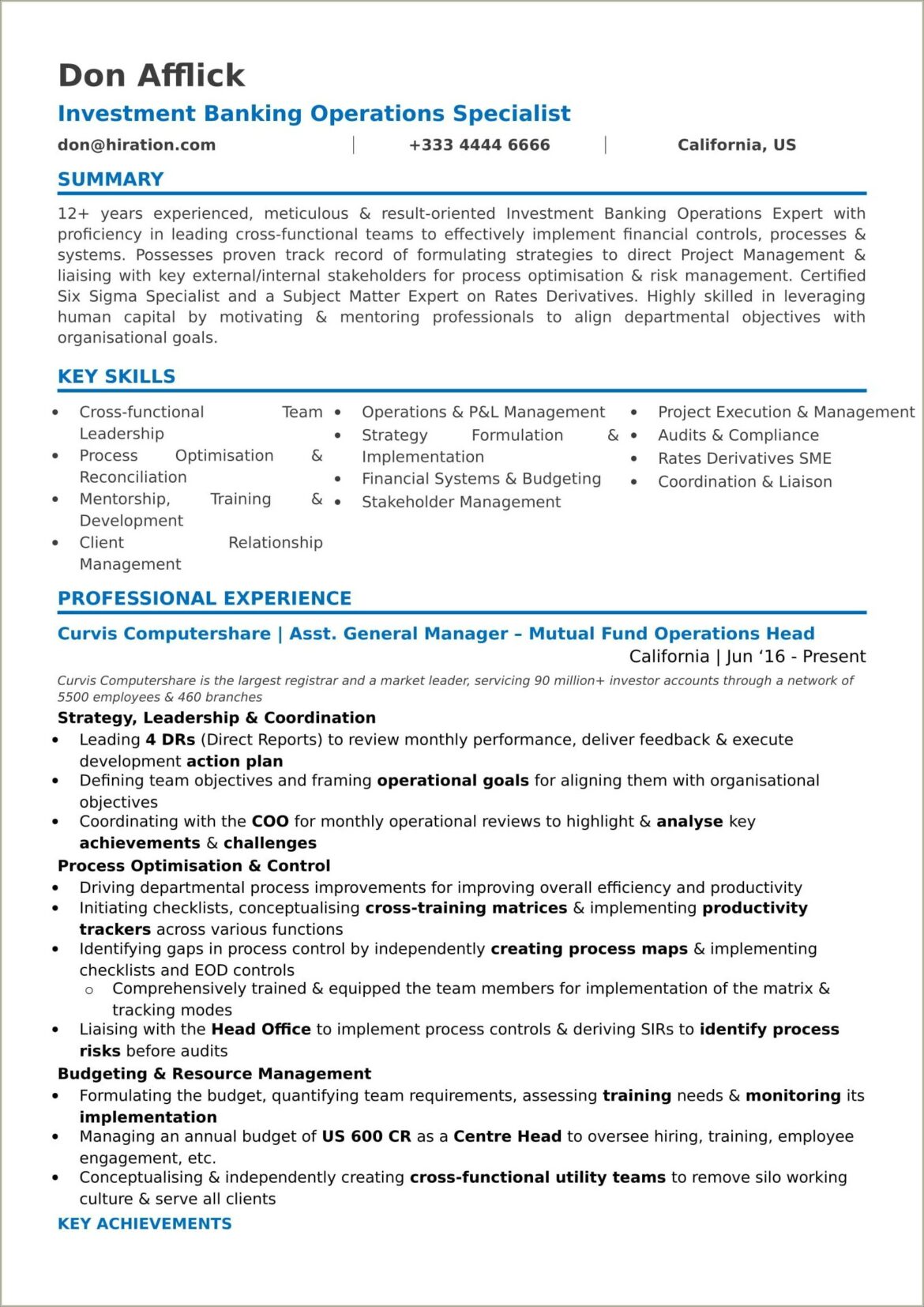 Change In Career Resume Profile Sample 2018