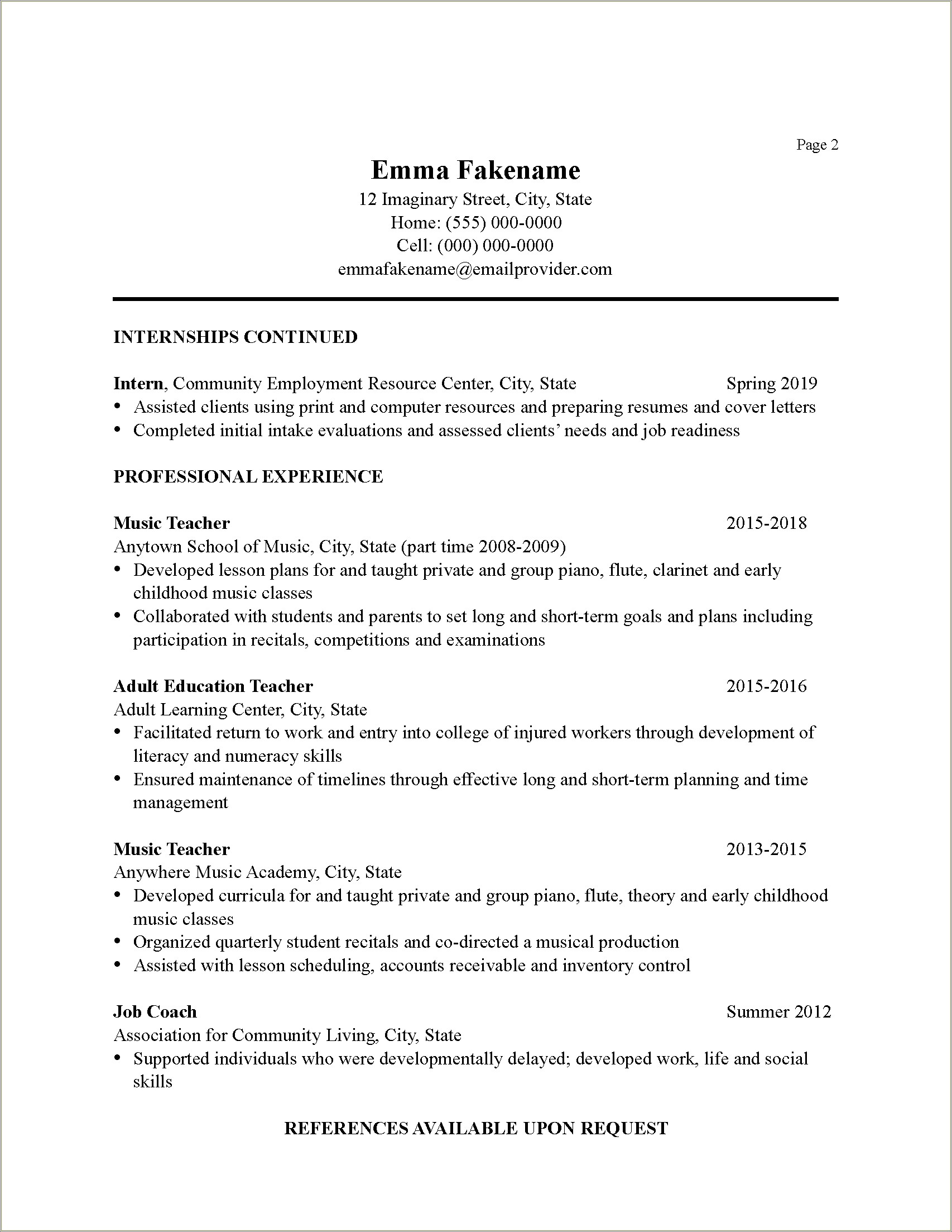 Change Resume For Part Time Job