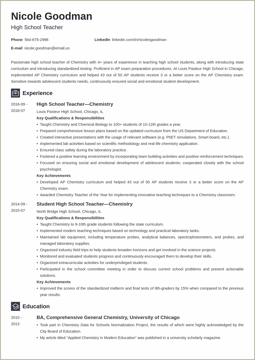 Charter School Employment Resume Or Cv