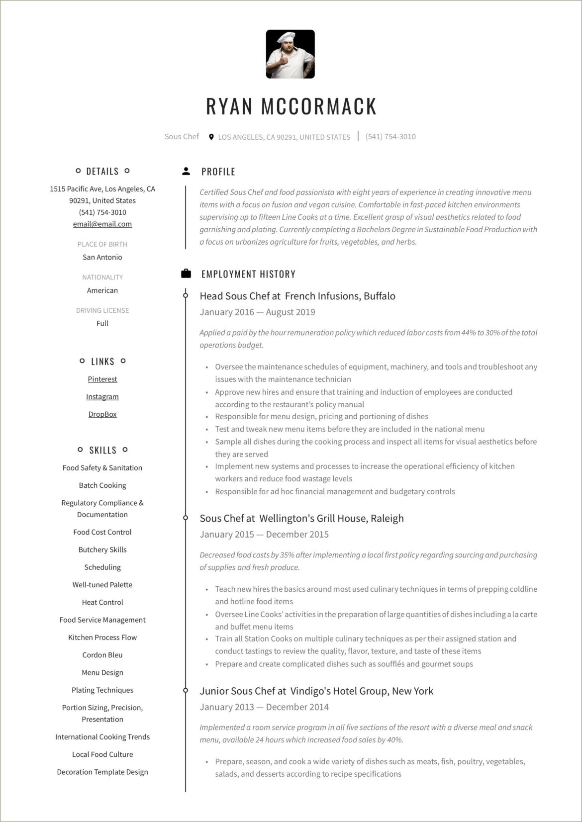 Chef Skills To List On Resume