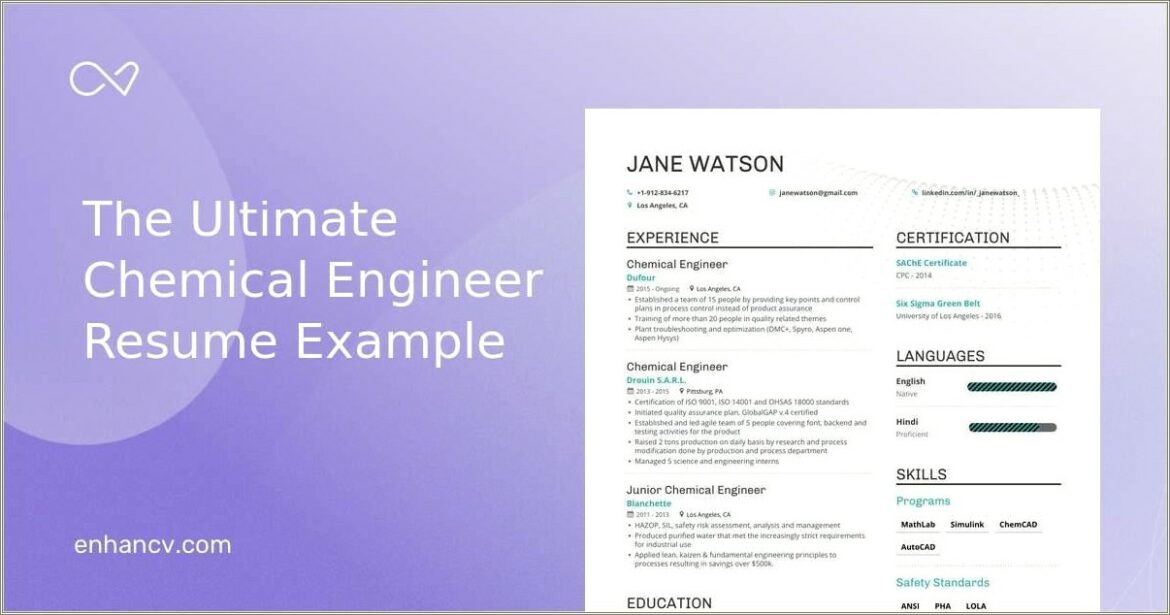 Chemical Engineering Resume Additional Skills Relevant Experience