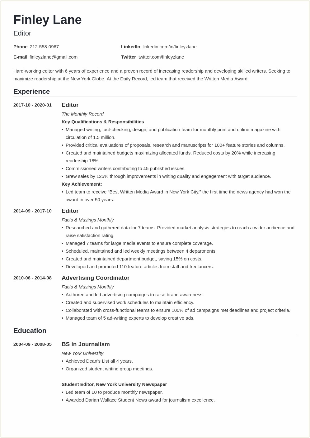Chicago Manual Of Style Resume Managing Editor