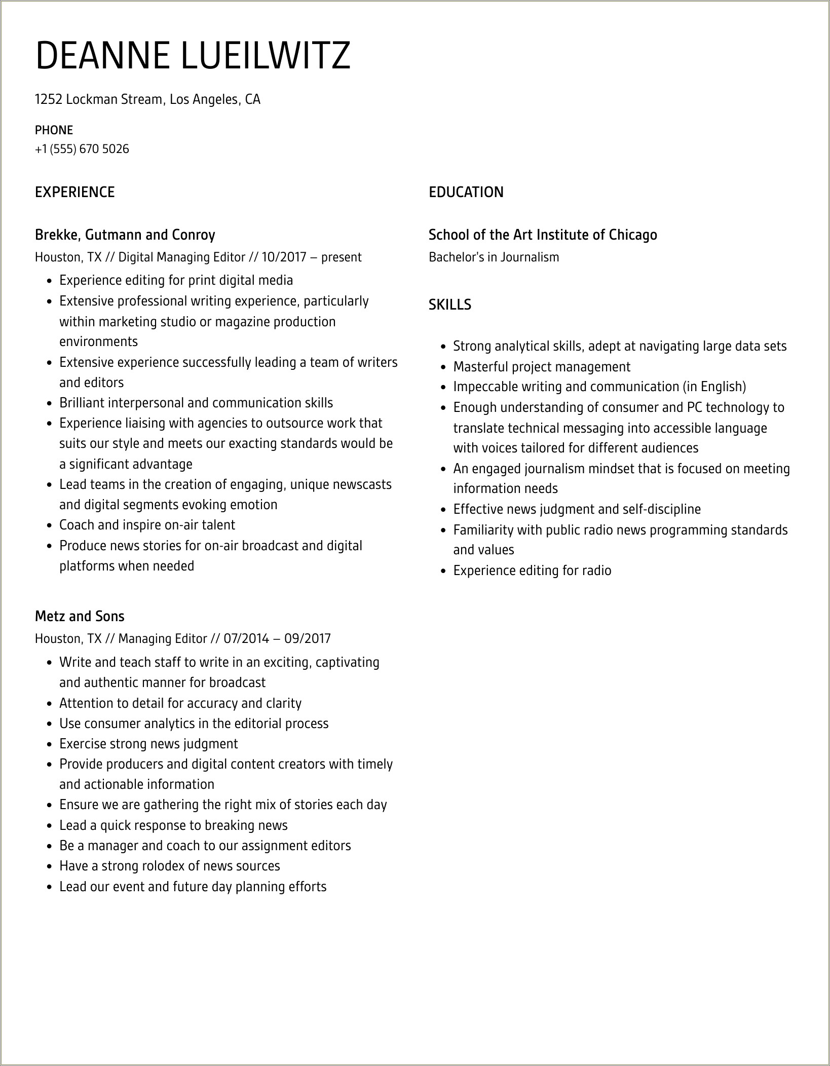 Chicago Manual Of Style Resume Publication Managing Editor