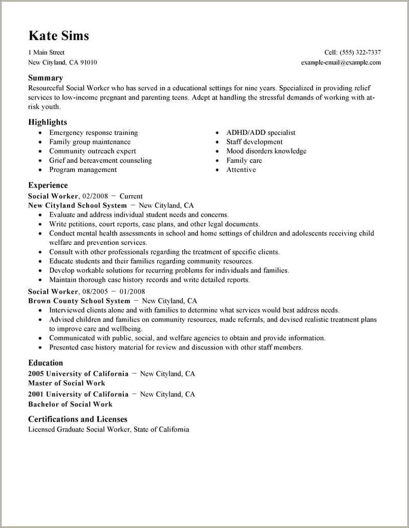 Child And Youth Care Worker Resume Sample