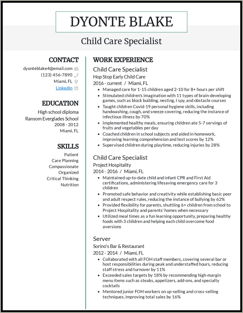 Child Welfare Specialist Objective In Resume