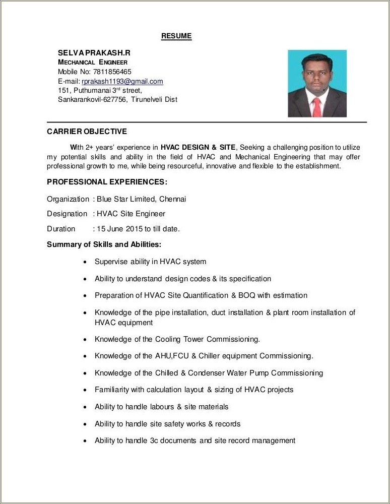 Chiller And Air Conditioning Installer Resume Sample