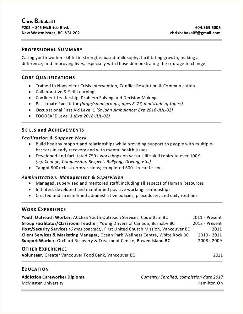 Church Youth Volunteer Job Description For Resume