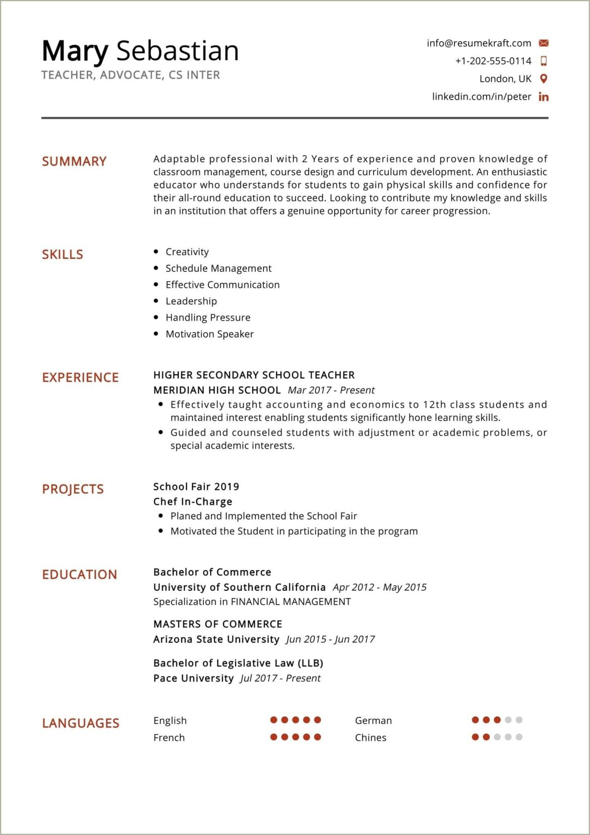 Classroom Teacher Job Description For Resume