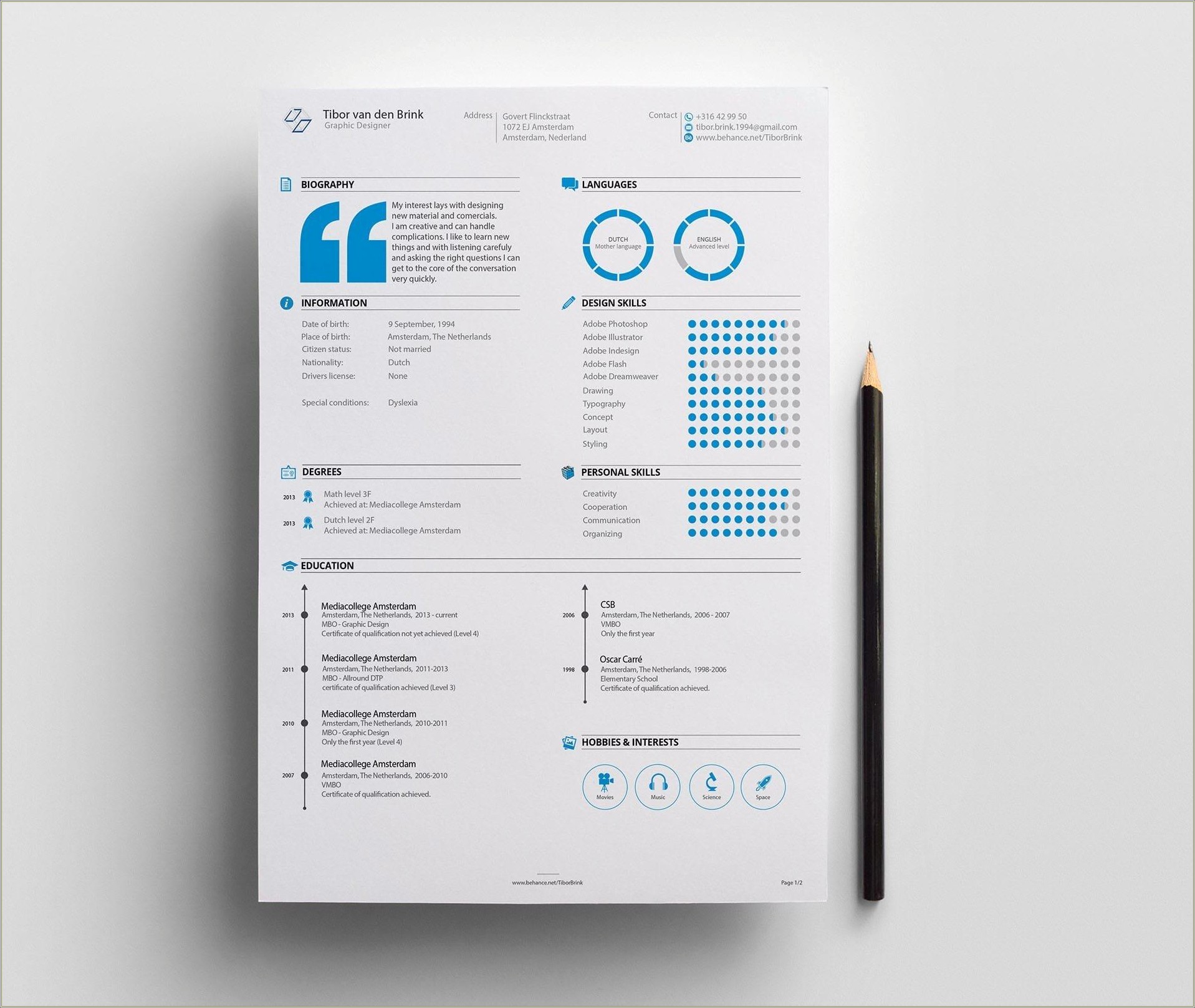 Clean And Infographic Resume Psd Template