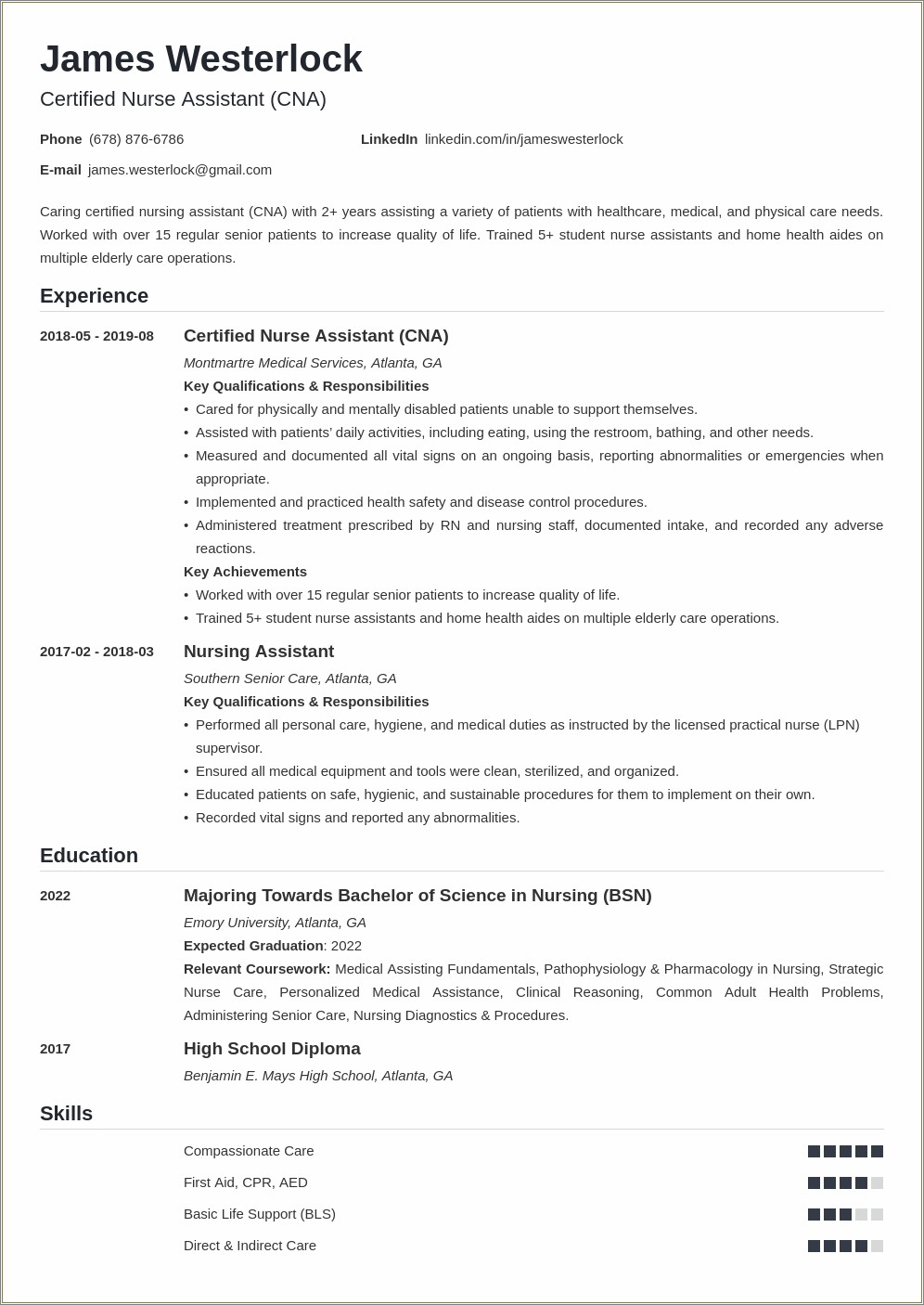 Cna Job Description For Nursing Home Resume