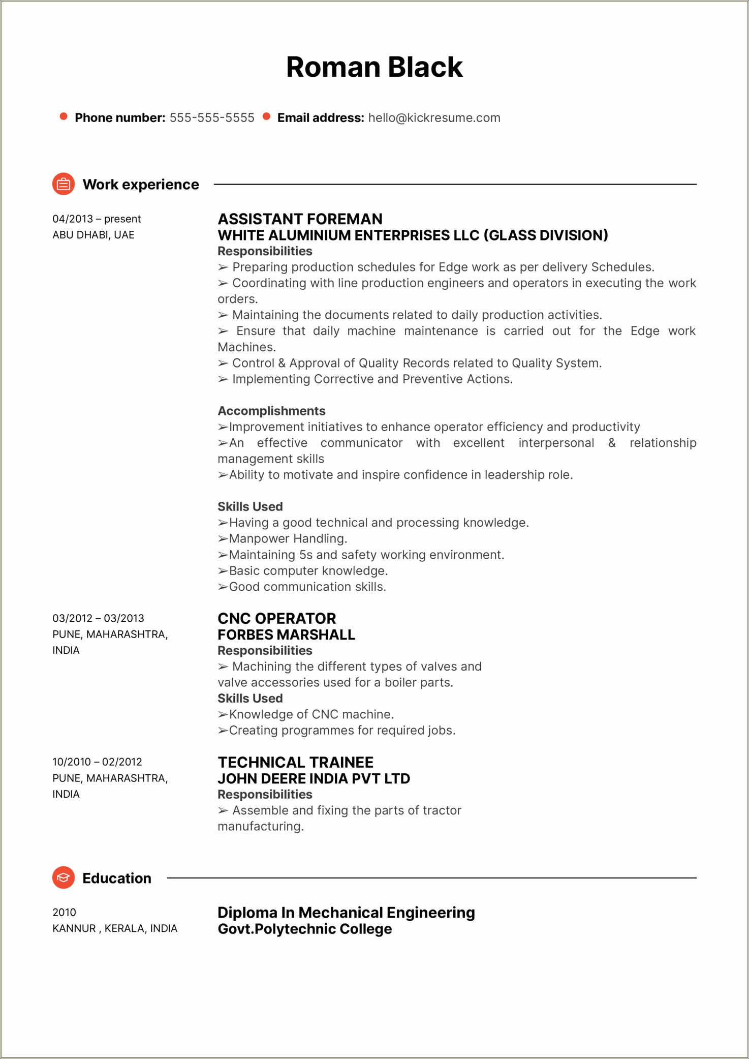 Cnc Machine Operator Job Description Resume