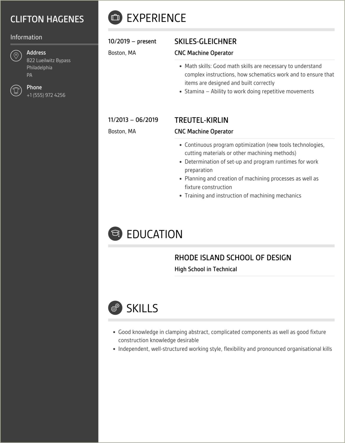 Cnc Operator Job Description For Resume