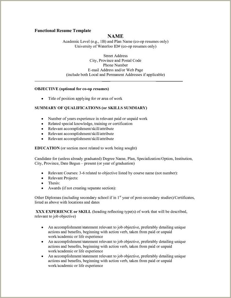 Co Op Into Job Resume Example