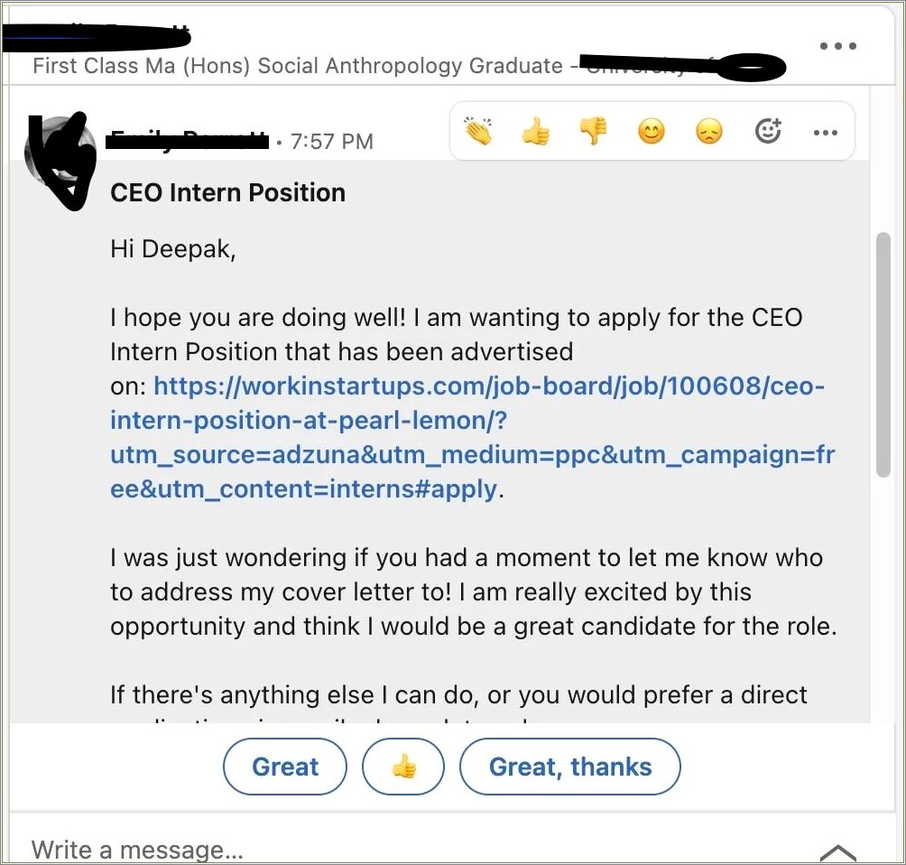 Cold Letter For Resume To Ceo