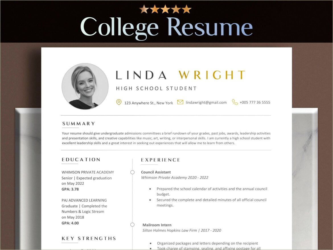 College Application Resume Template Google Docs