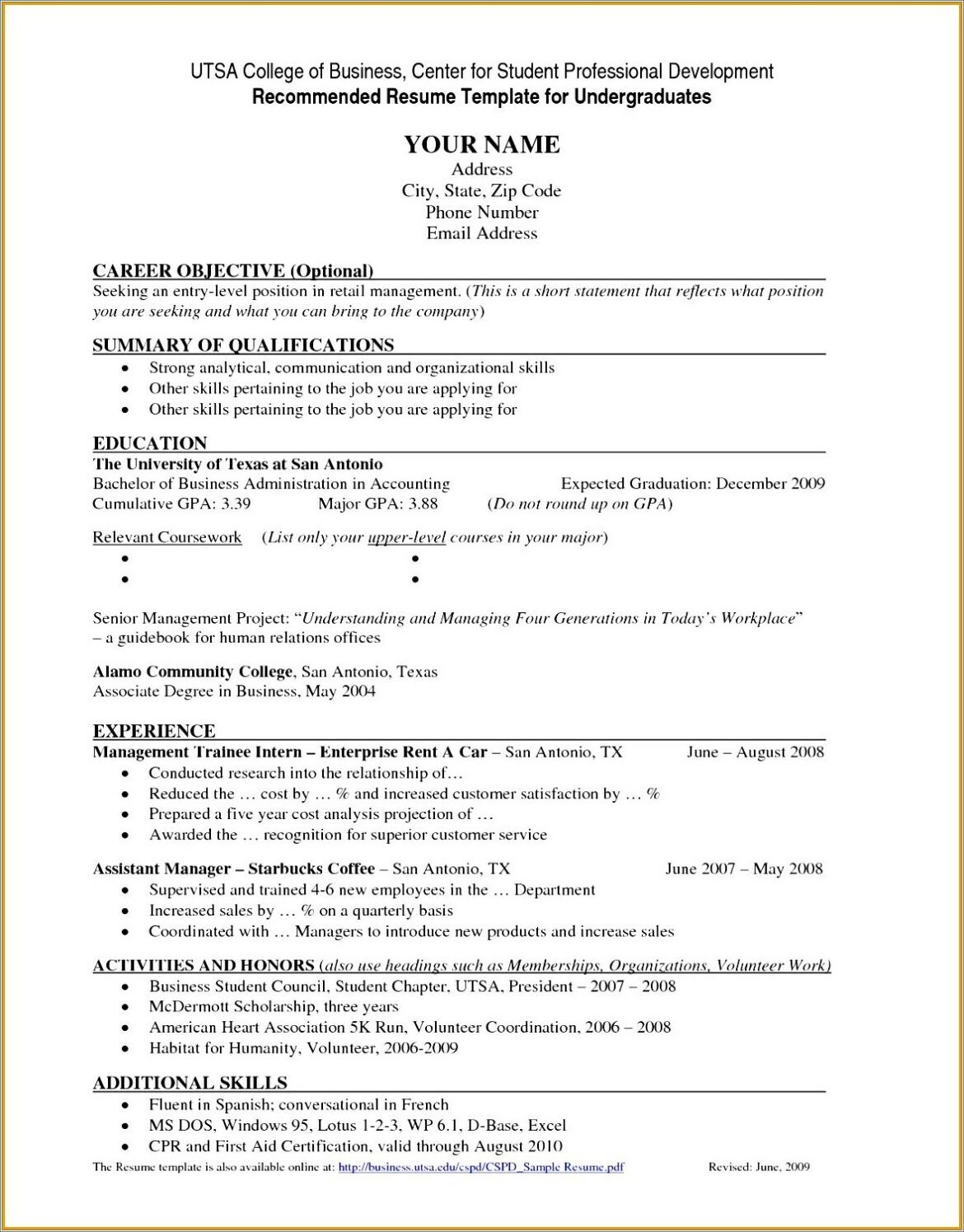 College Grad 3 Year Experience Resume