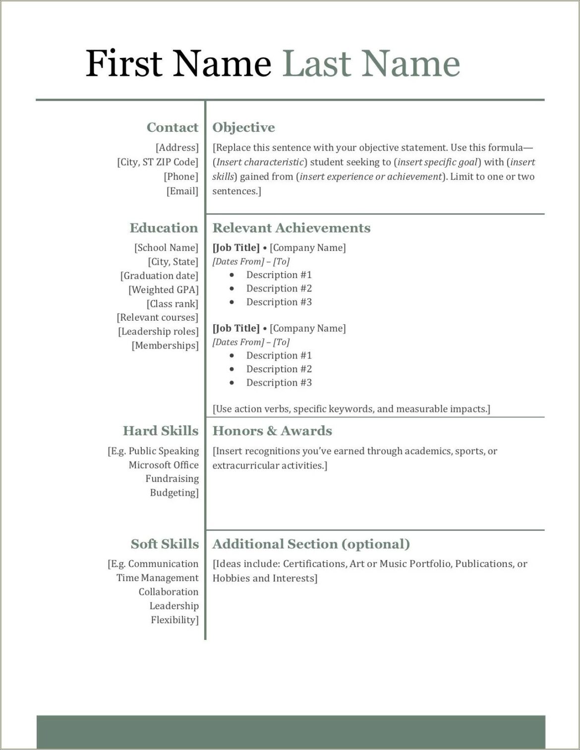 College Resume Summary For High School Students