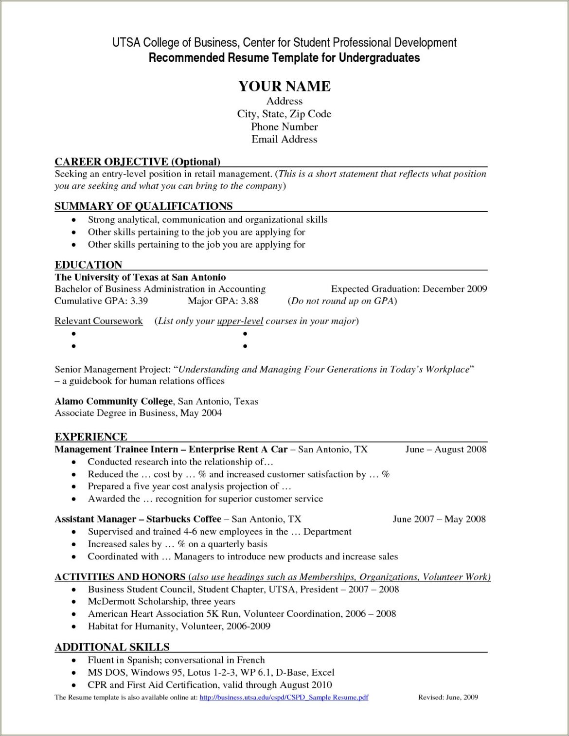 College Student Resume Examples First Job