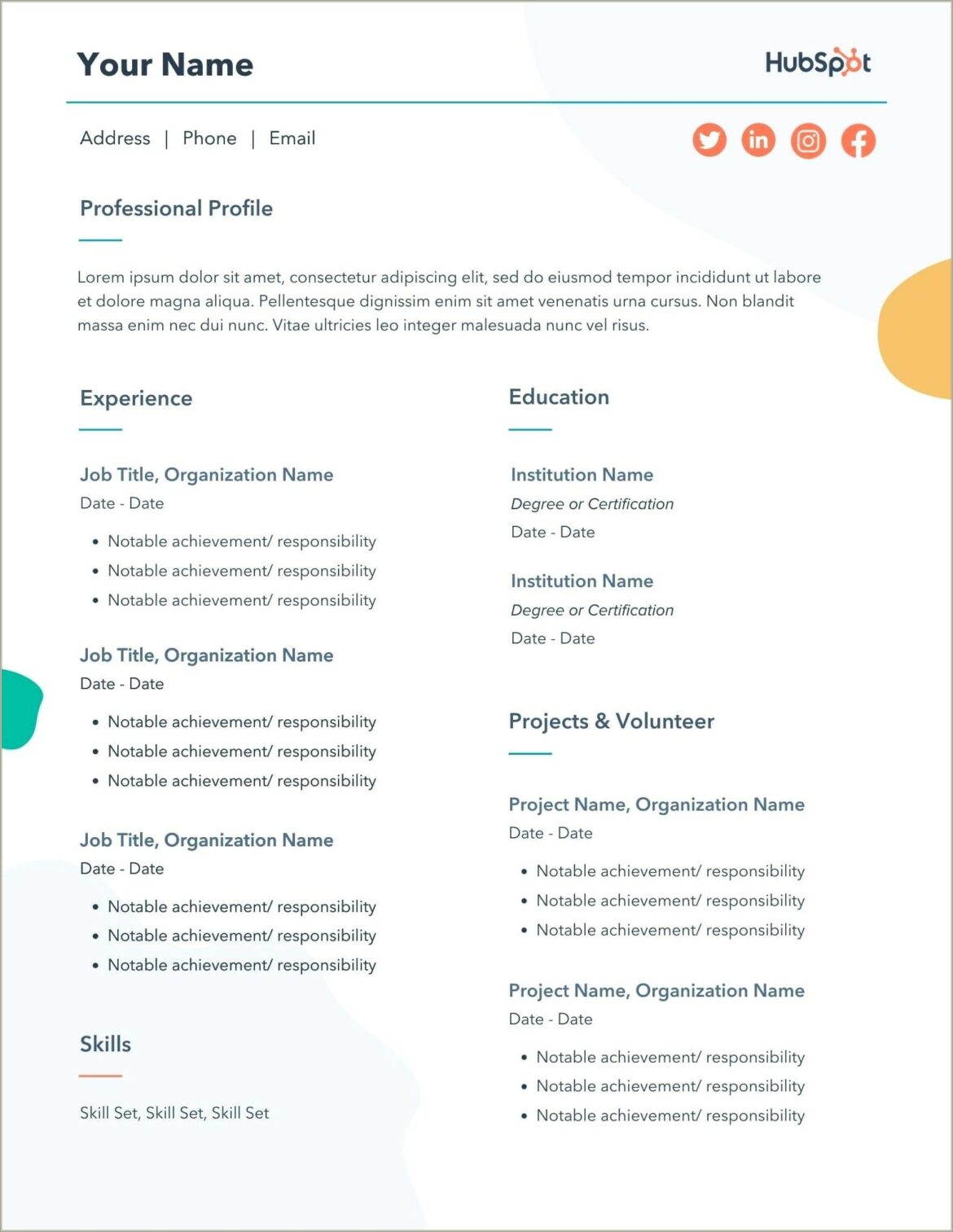 Colorful Resume Templates Word Free Download