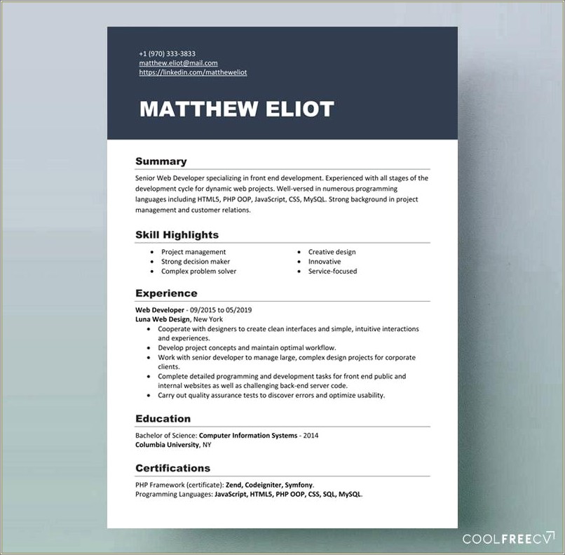 Columbia Business School Resume Template Word