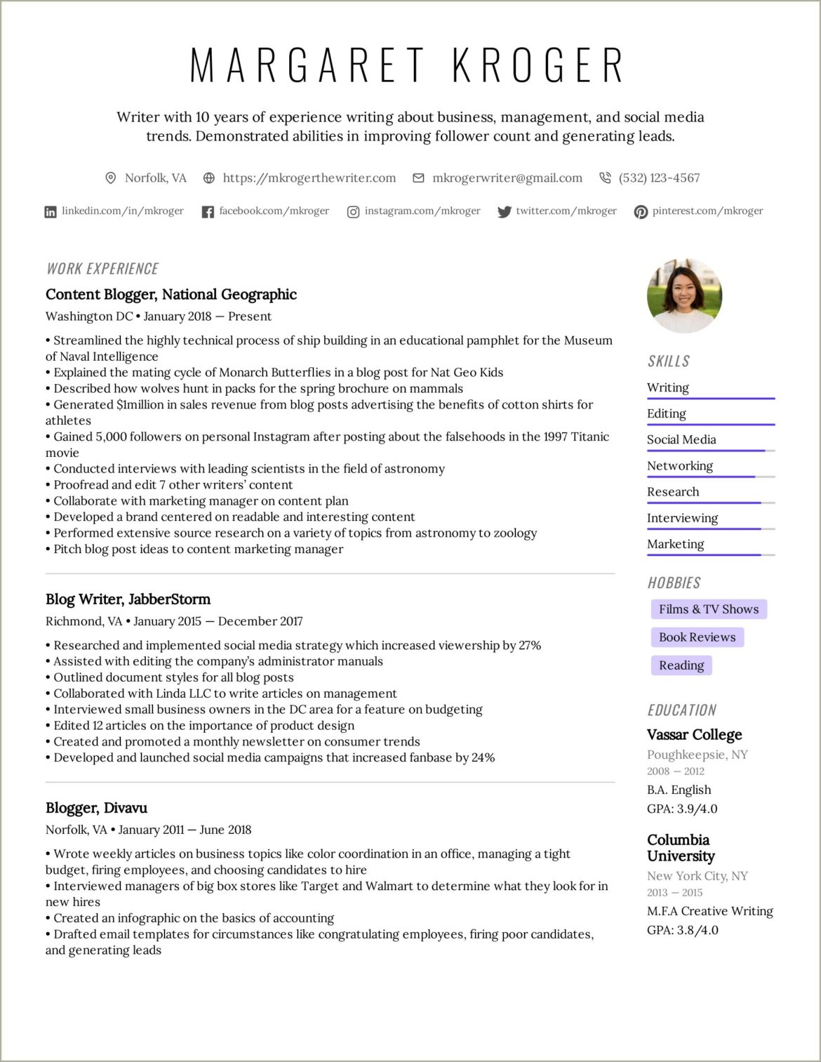 Columbia University Graduate School Of Nursing Resume Examples