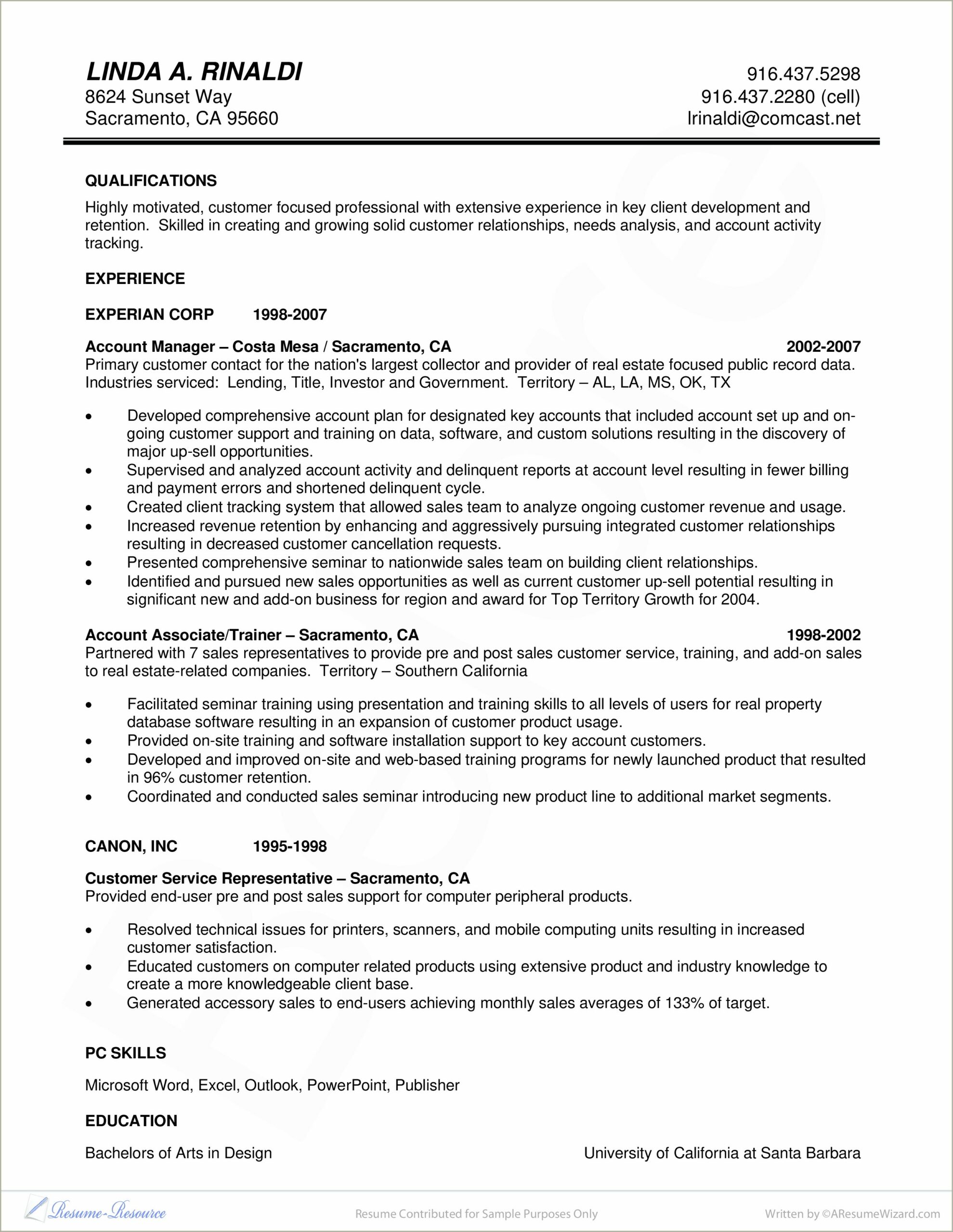 Comcast Business Sales Rep Resume Examples
