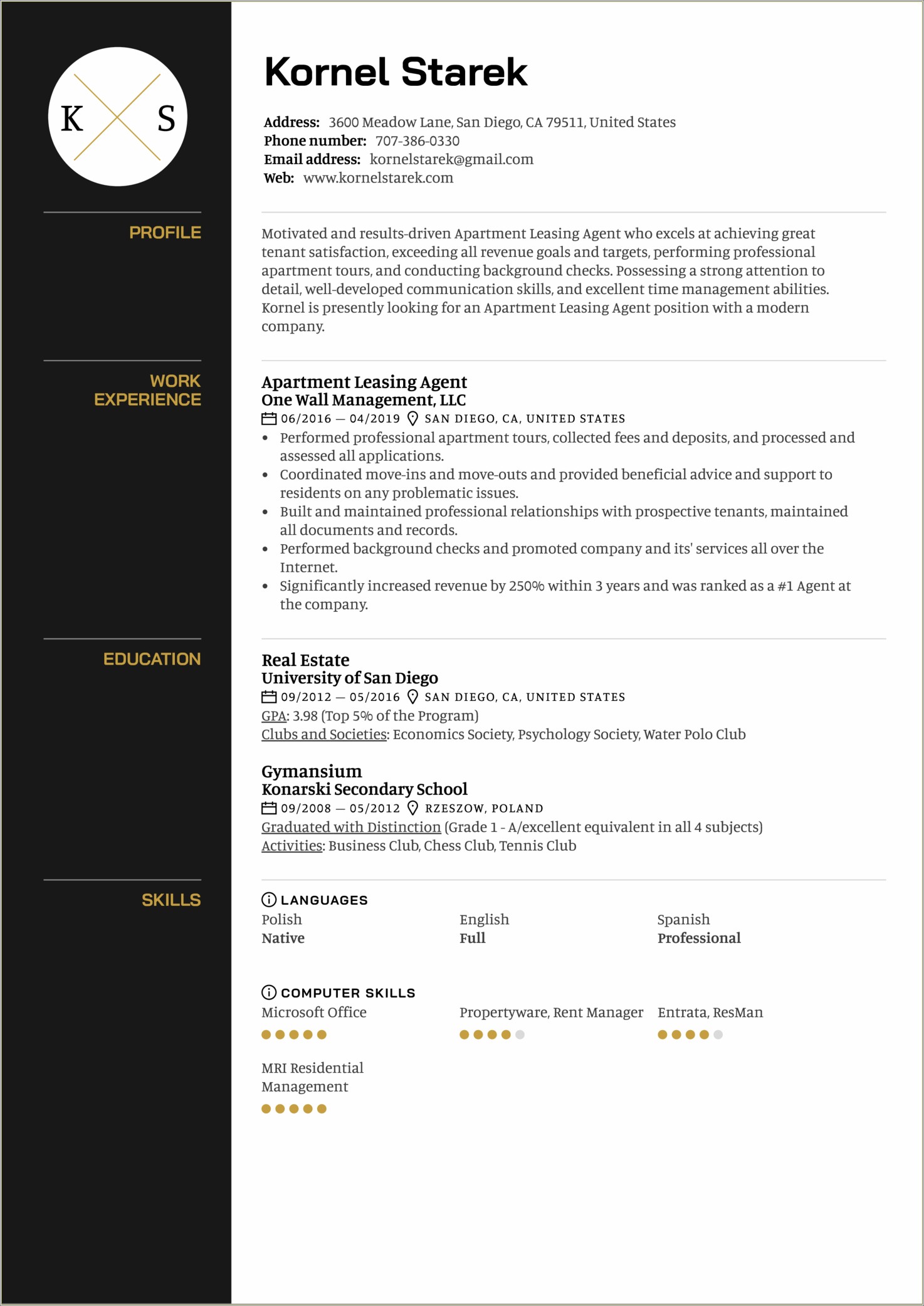 Commercial Real Estate Agent Resume Sample