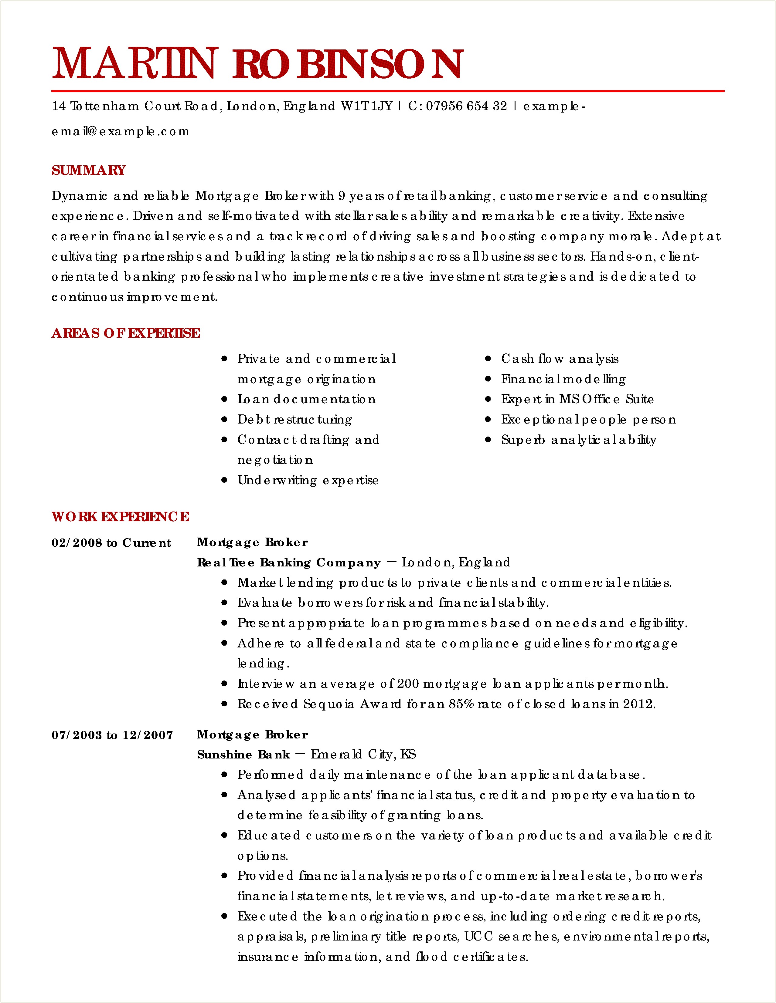 Commercial Real Estate Broker Resume Examples